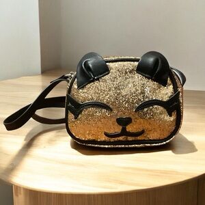 😻Adorable Kitty Gold Glitter Crossbody Strap Bag!